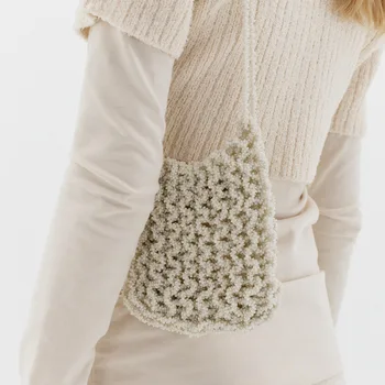 L0w Classi @ Корейски Дизайн на Модната Марка 2023 Пролет/Лято, Дамска Чанта, Нова Малка Квадратна Чанта Ръчна изработка От Мъниста, Вечерна Чанта