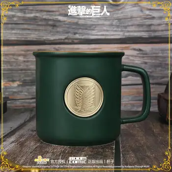 Оригинално Аниме Attack on Титан Скаут Regiment Cosplay Мода Зелено Златно Преге Чаша За Вода с Керамични Кафеена Чаша Чаша Подаръци
