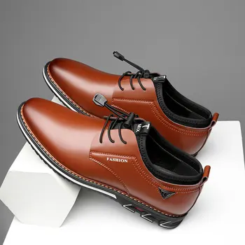 Нова Мъжки обувки От Телешка кожа, Удобни Мъжки Британски Ежедневни Тънки обувки С ниски берцем, Кожена Официалната Обувки, Маратонки Zapatos