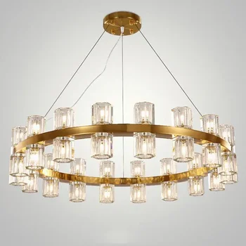 модерна кристален полилей за дневна кръгла подвесная лампа лампи за осветление дома луксозна златна подвесная метална лампа